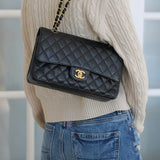 Vintage Chanel Black Caviar Medium Classic Flap with 24k Gold Hardware