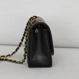 Vintage Chanel Black Lambskin Small Diana with 24k Gold Hardware