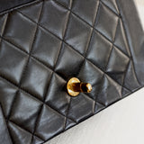Vintage Chanel Black Lambskin Small Diana with 24k Gold Hardware
