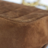 Vintage Chanel Brown Suede Sheepskin Vertical Flap with 24k Gold Hardware