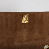 Vintage Chanel Brown Suede Sheepskin Vertical Flap with 24k Gold Hardware