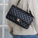 Vintage Chanel Black Caviar Medium Classic Flap with 24k Gold Hardware