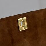 Vintage Chanel Brown Suede Sheepskin Vertical Flap with 24k Gold Hardware