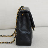 Vintage Chanel Black Lambskin 20cm Square with 24k Gold Hardware
