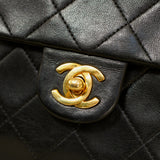Vintage Chanel Black Lambskin 20cm Square with 24k Gold Hardware