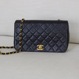 Vintage Chanel Black Lambskin Full Flap with 24k Gold Hardware