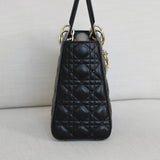 Dior Black Lambskin Medium Lady Dior with Light Gold Hardware