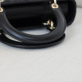 Dior Black Lambskin Medium Lady Dior with Light Gold Hardware