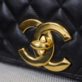 Vintage Chanel Black Lambskin Full Flap with 24k Gold Hardware