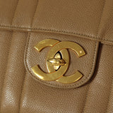 Vintage Chanel Dark Beige Beige Caviar Jumbo with 24k Gold Hardware
