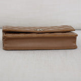 Chanel 11A Gold Patent Wallet on Chain with Silver Hardware