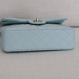 Chanel 21K Light Blue Caviar Small Classic Flap with Silver Hardware