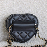 Chanel 22S Black Lambskin Heart Belt Bag with Light Gold Hardware