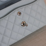 Chanel 21K Light Blue Caviar Small Classic Flap with Silver Hardware