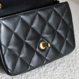 Chanel 22B Black Lambskin Mini Open Heart Flap with Aged Gold Hardware