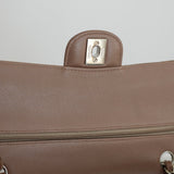 Chanel 17B Taupe Caviar Medium Classic Flap with Silver Hardware