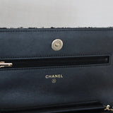 Chanel 20S Houndstooth Black & White Tweed Wallet on Chain with Light Gold Hardware