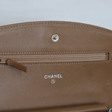 Chanel 11A Gold Patent Wallet on Chain with Silver Hardware