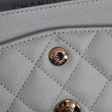Chanel 21K Light Blue Caviar Small Classic Flap with Silver Hardware