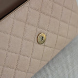 Chanel 17P Beige & Black Caviar Small Filigree Flap with Aged Gold Hardware