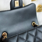 Chanel 22B Black Lambskin Mini Open Heart Flap with Aged Gold Hardware