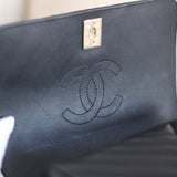 Chanel Black Chevron Calfskin Mini Statement Flap with Light Gold Hardware