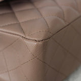 Chanel 17B Taupe Caviar Medium Classic Flap with Silver Hardware