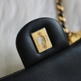 Chanel 22B Black Lambskin Mini Open Heart Flap with Aged Gold Hardware