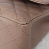 Chanel 17B Taupe Caviar Medium Classic Flap with Silver Hardware