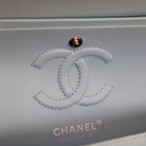 Chanel 21K Light Blue Caviar Small Classic Flap with Silver Hardware