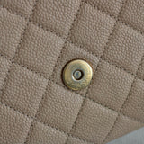 Chanel 17P Beige & Black Caviar Small Filigree Flap with Aged Gold Hardware