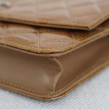 Chanel 11A Gold Patent Wallet on Chain with Silver Hardware
