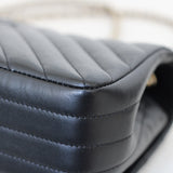 Chanel Black Chevron Calfskin Mini Statement Flap with Light Gold Hardware
