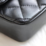Chanel 22B Black Lambskin Mini Open Heart Flap with Aged Gold Hardware