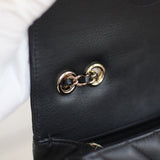 Chanel Black Chevron Calfskin Mini Statement Flap with Light Gold Hardware