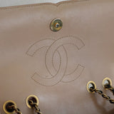 Chanel 17P Beige & Black Caviar Small Filigree Flap with Aged Gold Hardware