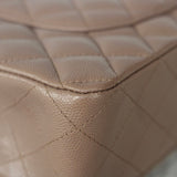 Chanel 17B Taupe Caviar Medium Classic Flap with Silver Hardware