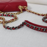 Chanel 19K Red Goatskin 19 Wallet on Chain with Mixed-Metal Hardware