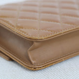 Chanel 11A Gold Patent Wallet on Chain with Silver Hardware