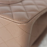 Chanel 17B Taupe Caviar Medium Classic Flap with Silver Hardware