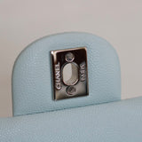 Chanel 21K Light Blue Caviar Small Classic Flap with Silver Hardware