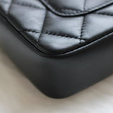 Chanel 22B Black Lambskin Mini Open Heart Flap with Aged Gold Hardware
