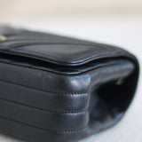 Chanel Black Chevron Calfskin Mini Statement Flap with Light Gold Hardware