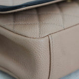 Chanel 17P Beige & Black Caviar Small Filigree Flap with Aged Gold Hardware