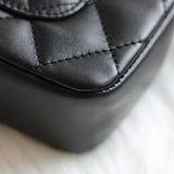 Chanel 22B Black Lambskin Mini Open Heart Flap with Aged Gold Hardware