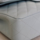 Chanel 21K Light Blue Caviar Small Classic Flap with Silver Hardware