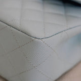 Chanel 21K Light Blue Caviar Small Classic Flap with Silver Hardware
