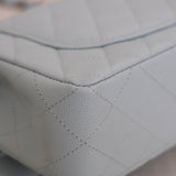 Chanel 21K Light Blue Caviar Small Classic Flap with Silver Hardware