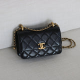 Chanel 24C Black Calfskin Mini My Perfect Bag with Aged Gold Hardware
