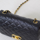 Vintage Chanel Black Lambskin Full Flap with 24k Gold Hardware